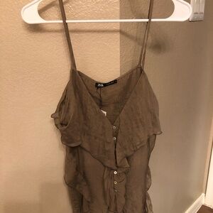 Zara Brown Ruffled Top New